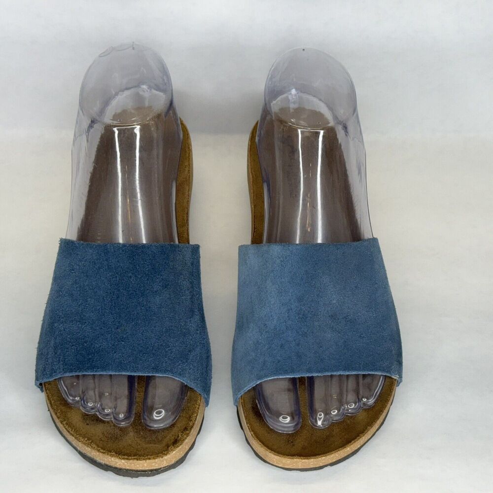 A. Giannetti Mirta Wedge Slip On Sandals Womens Size 6 Blue Suede Leather Italy‎ - Picture 5 of 11